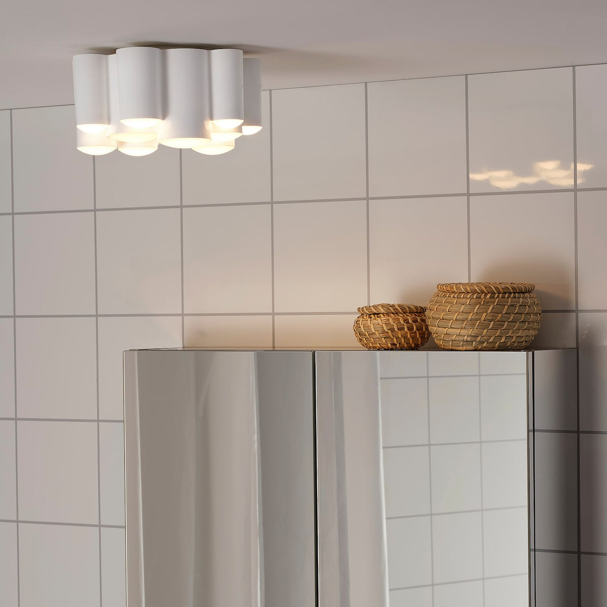 IKEA SODERSVIK Ceiling Lamp LED Dimmable Glossy White 8-1/4