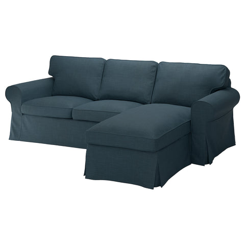 IKEA UPPLAND Cover for 3-seat Sofa with Chaise Lounge Hillared Dark Blue 505.578.45 Sofa Chaise Slipcover