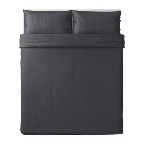 IKEA PUDERVIVA Duvet Cover Set Queen / Full with 2 Pillowcases Dark Gray 100% Linen 503.530.23