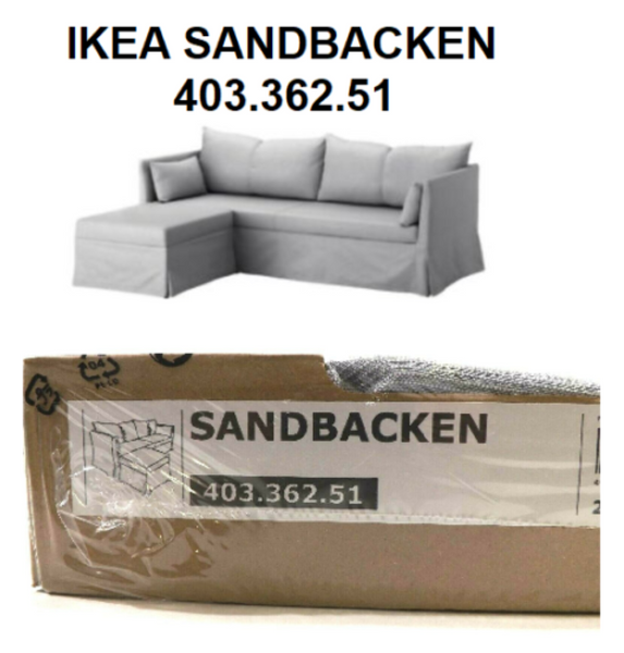 IKEA SANDBACKEN Cover for 3 Seat Corner Sectional Sofa Frillestad Light Gray 403.362.51 Slipcover