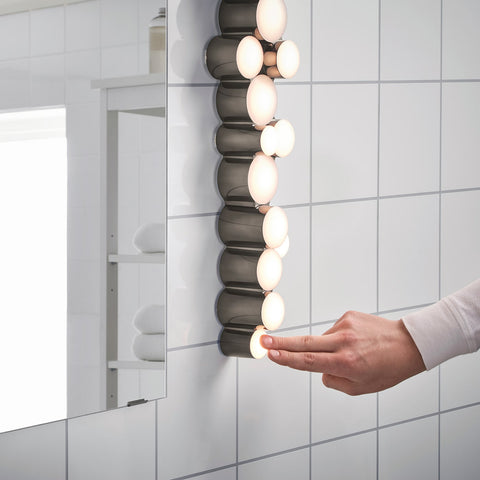 IKEA SODERSVIK Wall Lamp 704.551.29 Dark Chrome Plated Dimmable LED Black Bathroom Light