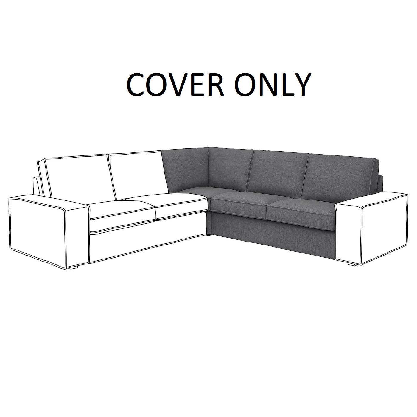 IKEA KIVIK Cover for Corner Section Sofa Skiftebo Dark Gray Slipcover 604.650.77