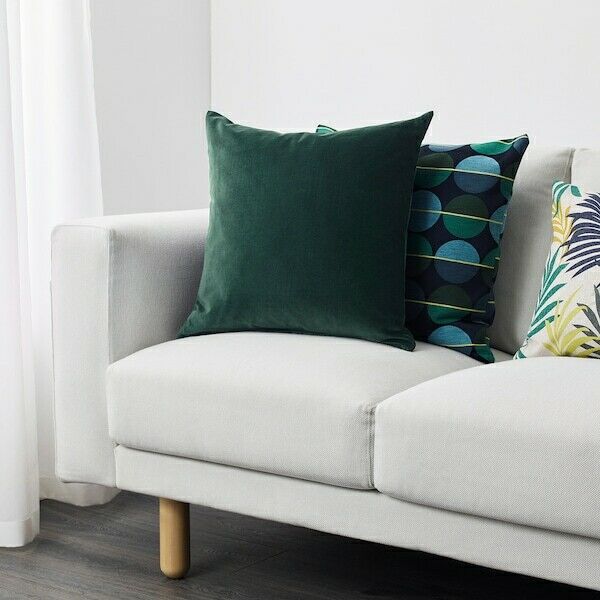 IKEA SANELA Velvet Cover for Cushion - Pillowcases Dark Green Cotton 20x20" 603.701.64