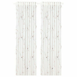 IKEA RODLONN White Flower Curtains 57x98"