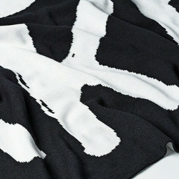 IKEA ART EVENT 2021 x Stefan Marx Throw Blanket Soft Knitted Black White 51x 63"