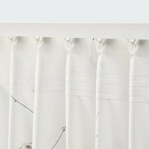 IKEA RODLONN White Flower Curtains 57x98"