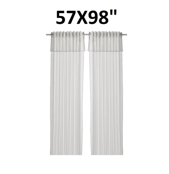 IKEA MOALISA Curtain 57X98 " 2 Panels White Drapes Privacy Light Filtering