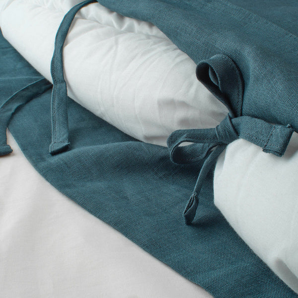 IKEA PUDERVIVA King Duvet Cover Set + Pillowcase Dark Blue 100% Linen 004.671.64