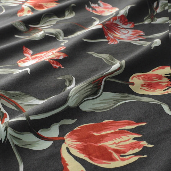 IKEA ALANDSROT Quilt Duvet Cover + Pillowcases Full Queen Gray Floral 004.782.85