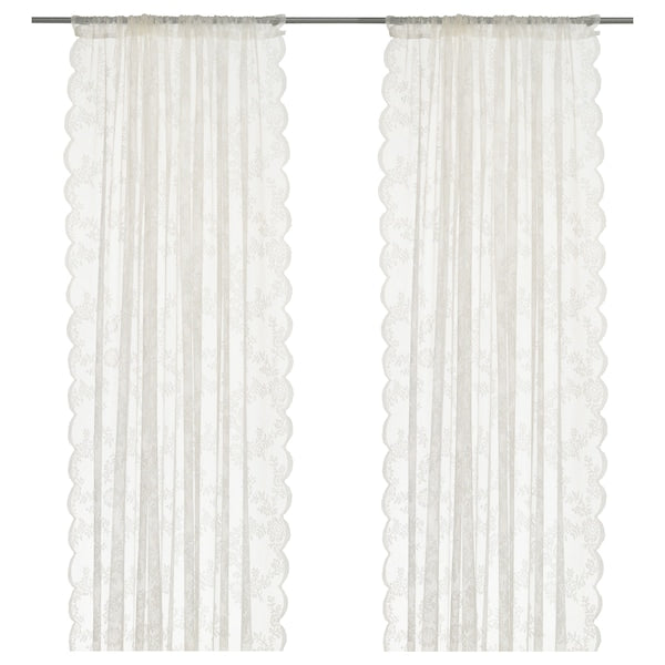 4 Panels IKEA ALVINE SPETS Lace Curtains Off White 57x98" (2 Pairs)