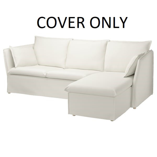 IKEA BACKSALEN Cover for Sofa with Chaise Blekinge White Slipcover 304.972.06