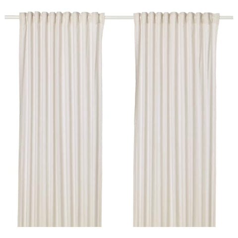 IKEA HANNALILL Curtains Beige 2 Panels 57x98" (1 Pair) Cotton Privacy 304.108.83