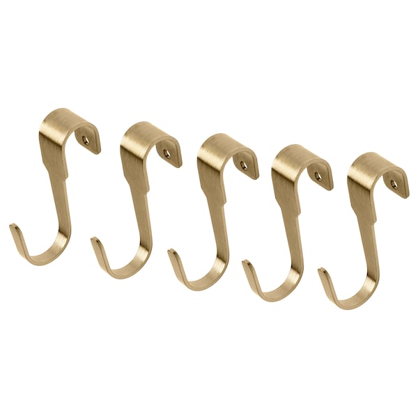 IKEA HULTARP Steel Hook Polished Brass Gold Color (5 Pack) 2 3/4" Storage Hanger 104.487.78