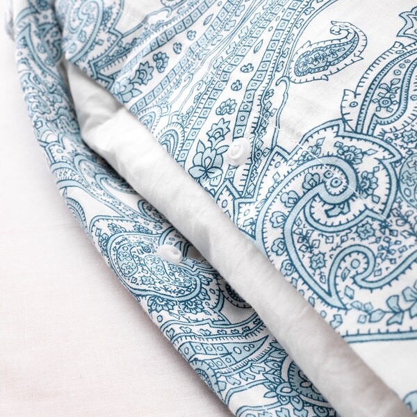 IKEA JATTEVALLMO Paisley White Blue Duvet Cover & Pillowcases