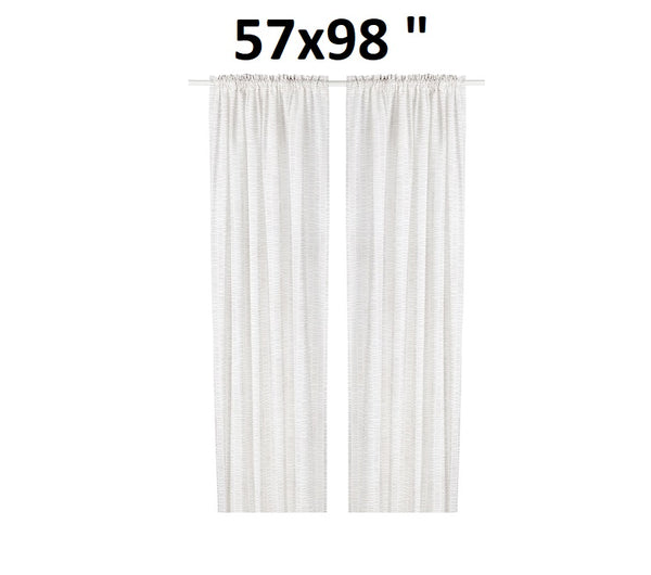 IKEA KLOVERALM Curtains 57x98" 1 Pair White Beige Light Filtering 2 Panels 304.907.28