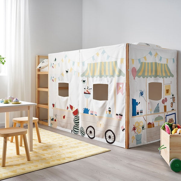 IKEA KURA Kid Bed Curtain Market Stall Pattern Colorful 205.061.50