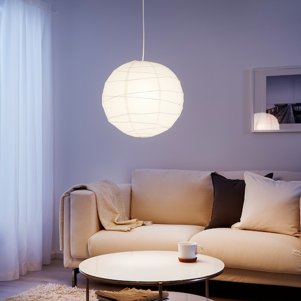 IKEA REGOLIT Pendant Lamp Shade Rice Paper Handmade Ambient Light White 17 3/4" 701.034.10
