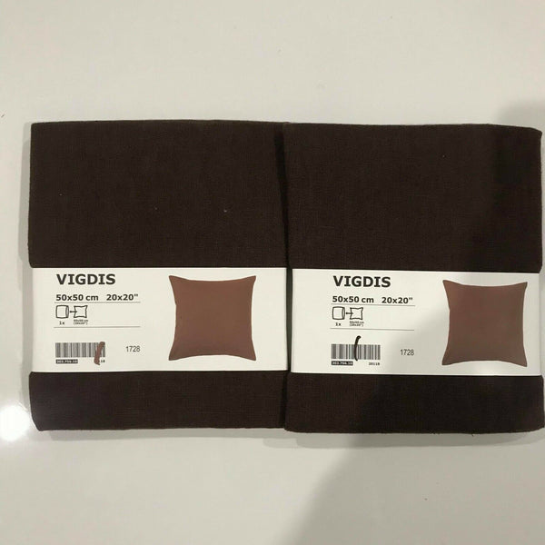 2 PACK Ikea VIGDIS Pillow Case Cushion Cover 20" x 20" Brown Linen Like