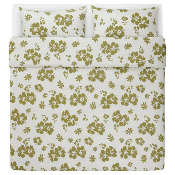 IKEA VARTOREL Duvet Cover and Pillowcases King Green White 304.985.50