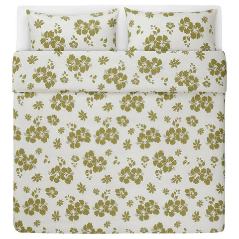 IKEA VARTOREL Duvet Cover and Pillowcases King Green White 304.985.50