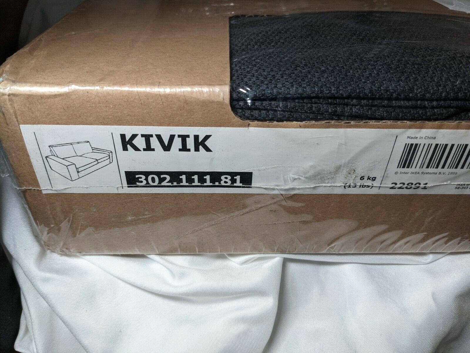 IKEA KIVIK Sofa Cover Dansbo Dark Gray 89 3/4" Slipcovers 3 Seater 302.111.81