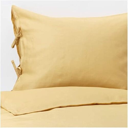 IKEA PUDERVIVA Twin Duvet Cover Set + Pillowcase Yellow 100% Linen 104.315.70