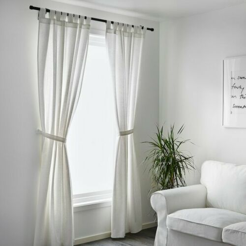 IKEA LENDA Curtains 55x118" with Tie-Backs 1 Pair (2 Panels) Bleached White 500.901.16