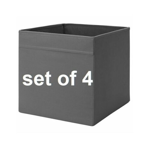 Set of 4 IKEA DRONA Storage Box fits Kallax Expedit 13x15x13" Dark Gray Bin Cube 005.084.52
