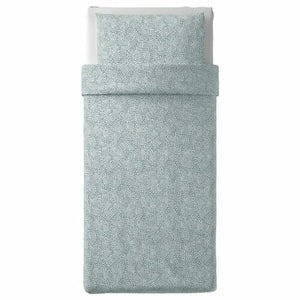 IKEA TRADKRASSULA Duvet Cover TWIN with Pillowcase White Blue Cotton