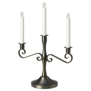 IKEA STRALA LED 3-armed Candelabra Steel Base Candles Light Battery Nickel Black