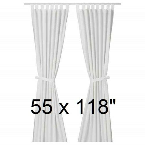 IKEA LENDA Curtains 55x118" with Tie-Backs 1 Pair (2 Panels) Bleached White 500.901.16