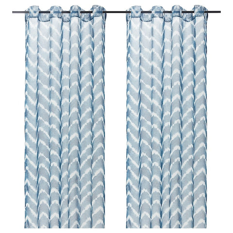 IKEA SAGALILL Sheer Curtains 1 Pair (2 Panels) Blue White 57x98" 404.647.00