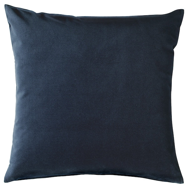 IKEA SANELA Velvet Cushion Pillow Cover 20" x 20" Cotton Dark Blue Square