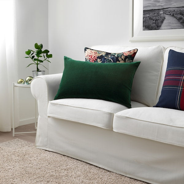 IKEA SANELA Velvet Pillow Cushion Cover 16x26 " Cotton Dark Green 404.167.47