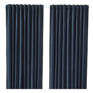IKEA SANELA Velvet Curtains 55x98" Room Darkening 2 Panels 1 Pair Dark Blue 804.444.80