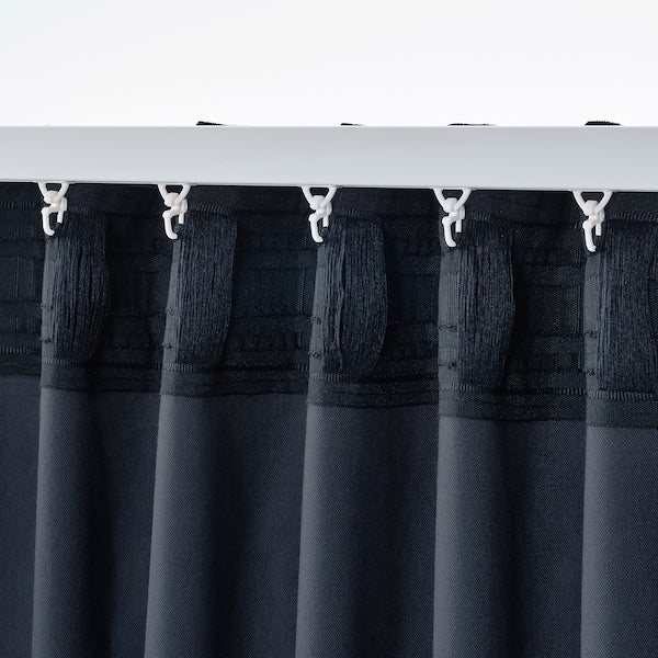 IKEA SANELA Velvet Curtains 55x118" Room Darkening 2 Panels 1 Pair Dark Blue 404.444.82