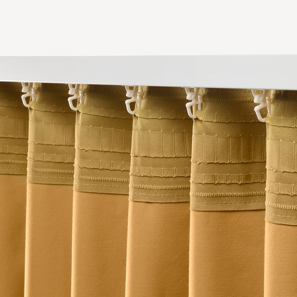 IKEA SANELA Velvet Curtains 55x98" 2 Panels Room Darkening Long Golden Brown 704.189.00