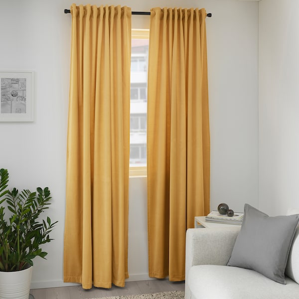 IKEA SANELA Golden Brown Room Darkening Curtains 55x118 " 304.189.02
