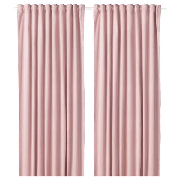 IKEA SANELA Velvet Curtains Room Darkening 55x98" 2 Panels Light Pink 1 Pair