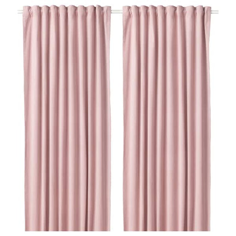 IKEA SANELA Velvet Curtains Room Darkening 55x98" 2 Panels Light Pink 1 Pair