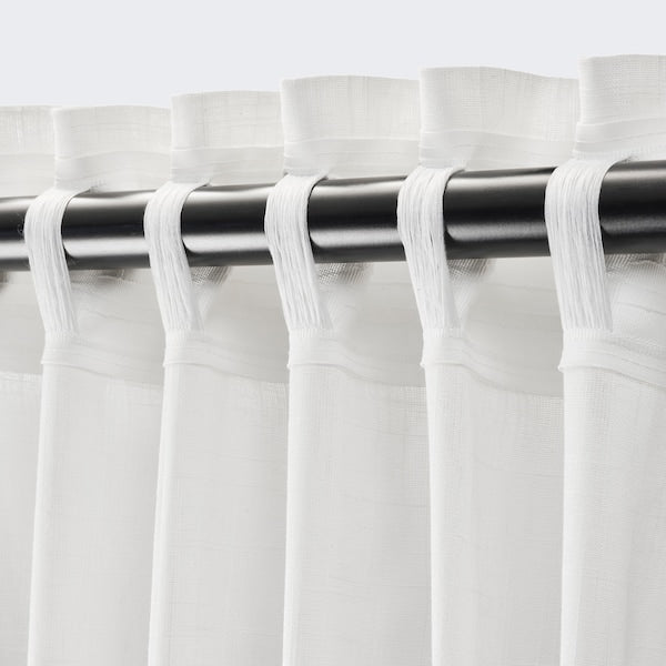 IKEA SILVERLONN Sheer Voile Curtains 57x98" 2 Panels (1 Pair) Cotton White NEW