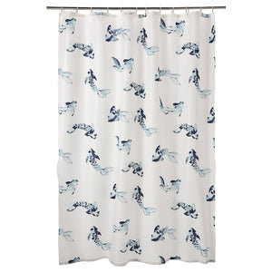 IKEA VATTENSJON Shower Curtain White Blue Fish 71x71 " 704.878.23