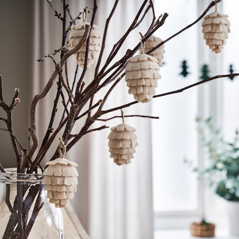 IKEA VINTER 2021 Christmas Hanging Decoration Pine Cone Off-White 2 3/4" Holiday 504.981.96