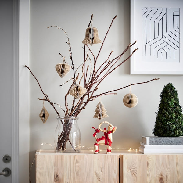 IKEA VINTER 2021 Christmas Ornaments Set of 6 Hanging Paper Art Handmade Brown 905.040.96